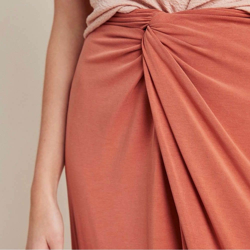 Anthropologie Junie Twist Front Midi Skirt | Terracotta Rust Orange | Womens XS - Picture 3 of 9
